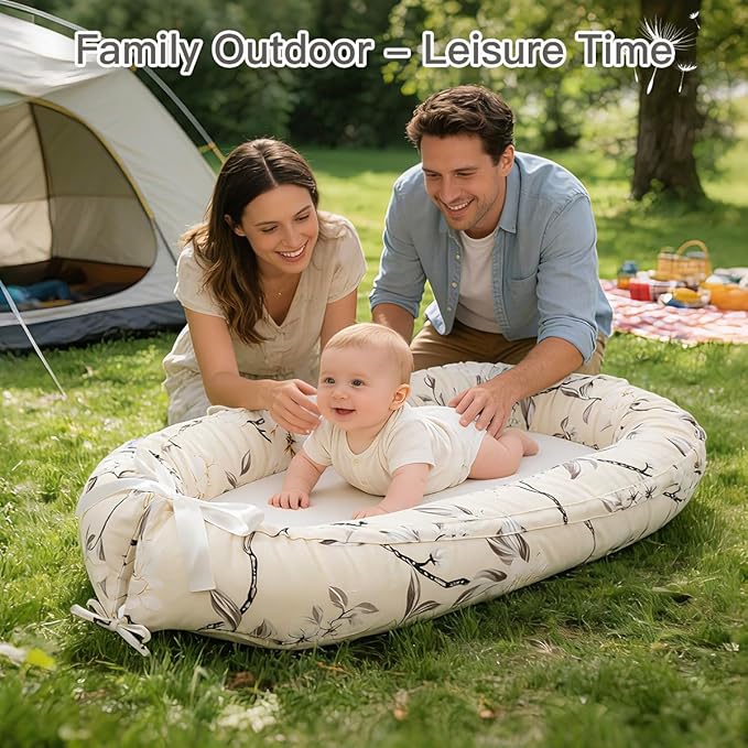 Baby Support Cushion | Organic Cotton Infant Support Cushion | Reversible, Adjustable & Portable Floor Support | Soft, Breathable, Washable Cover