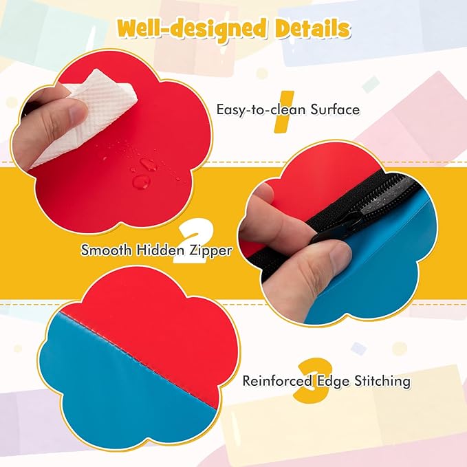 HONEY JOY 5-Piece Climb and Crawl Playset, Soft Climbing Foam Block Activity Play Structure Gym Equipment for Infant Baby, Color Coordination, Waterproof Indoor Climbing Toys for Toddlers (Red)
