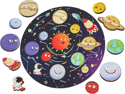 Zeoddler Upgrated Solar System Puzzle, Kids Toys for 3-6, Wooden Space Toys, Planets for Kids Preschool Learning Activities, Gift for Boys, Girls