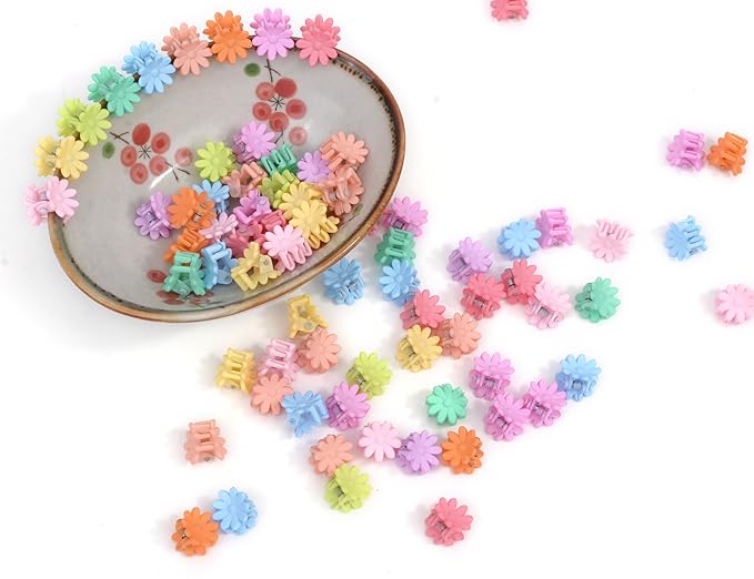 50 Pcs Colorful Mini Hair Claw Small Hair Clips Clamps Hair Accessories for Baby Girl Decorative Bun Tiny Hair Clips (Set-A)