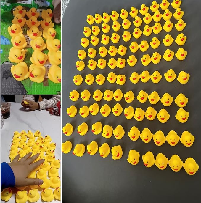 31-Pieces Float & Squeak Mini Rubber Duck Baby Bath Ducky Sound ShowerToys for Kids Celebrate The Joy of The Children