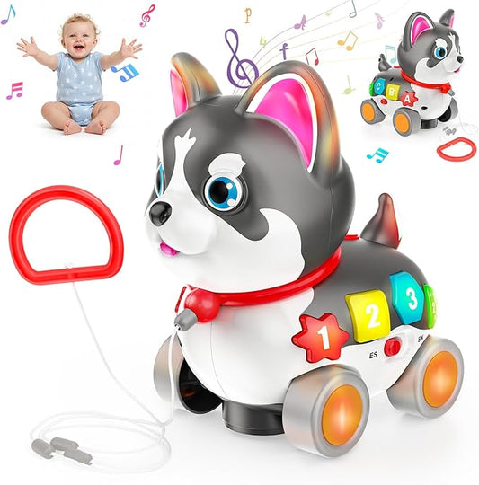 Baby Toys 1 Year Old, Musical Puppy Toys for 6-12-18 Month Girls Boys, Bilingual Educational Toys, Crawling Walking Puppy for 1st Birthday Gifts, Black