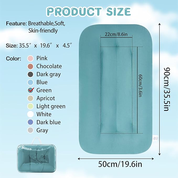 Baby Lounger for Newborn, Bionic Design Baby Lounger, Soft Organic Cotton Breathable Lounger for Infants 0-18 Months (Dark Green)