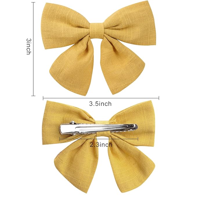 OAOLEER Hair Clip, 40Pcs 3.5Inch Hair Bows for Toddler Girls, Linen Neutral Pigtail Bows Accessories in 20 Colors