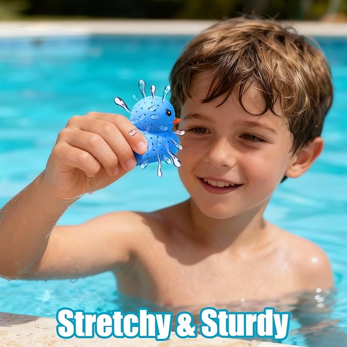 4 PCS Ducks Water Balls, Sensory Stress Relief Floating Pool Toys for Kids, Water Splash Balls Toddler Swim & Bath Toys, Christmas Goodie Bag Fillers for Babies