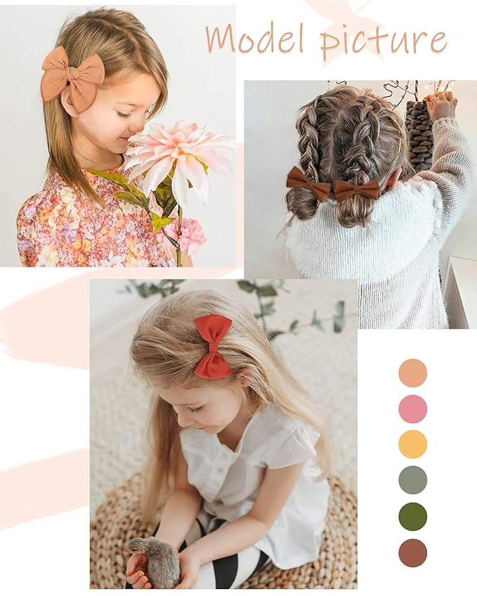 doboi Baby Girl Hair Clips 20PCS Baby Girl Bows Flower Cotton Prints Hair Accessories Fully Lined Alligator Hair Clips for Girls Toddler Kids