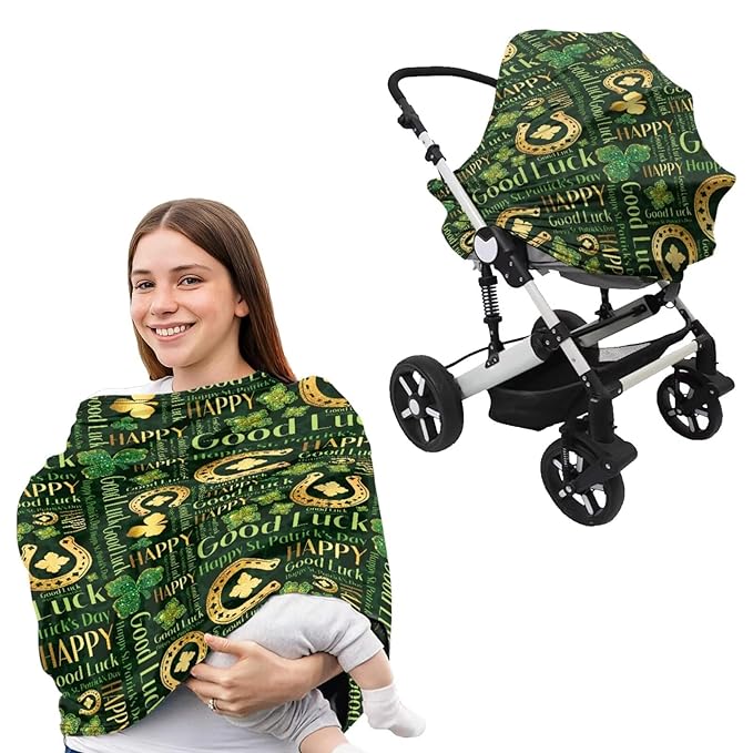 Horseshoes Basket Covers for Baby Infant Carseat Canopy Clover Nursing Pillow Cover for Baby Boy Girl Newborn Replaceable Cuddle Pillow Slipcover St Patricks Day Luck