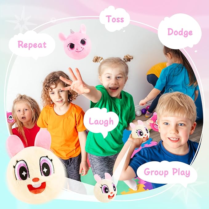 ZOOJOY 3 Pcs Plush Bouncy Balls for Toddlers 1-3, 3In High Bounce Baby Toys Featuring Easter Bunny, Unicorn & Monster, Easter Gifts for Girls Boys 6M+, Outdoor Indoor Slient Furry Balls