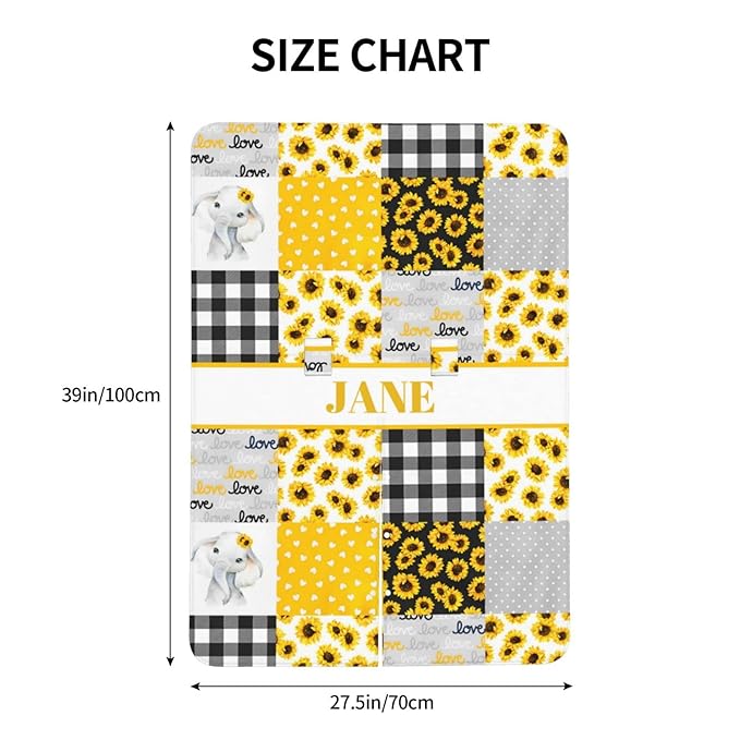 Personalized Baby Car Seat Canopy for Babies, Custom Name Car Seat Covers for Boys and Girls, Opening Minky Nursing Breastfeeding Cover for Infant, Carseat Canopies for Newborn (Elephant Sunflower)