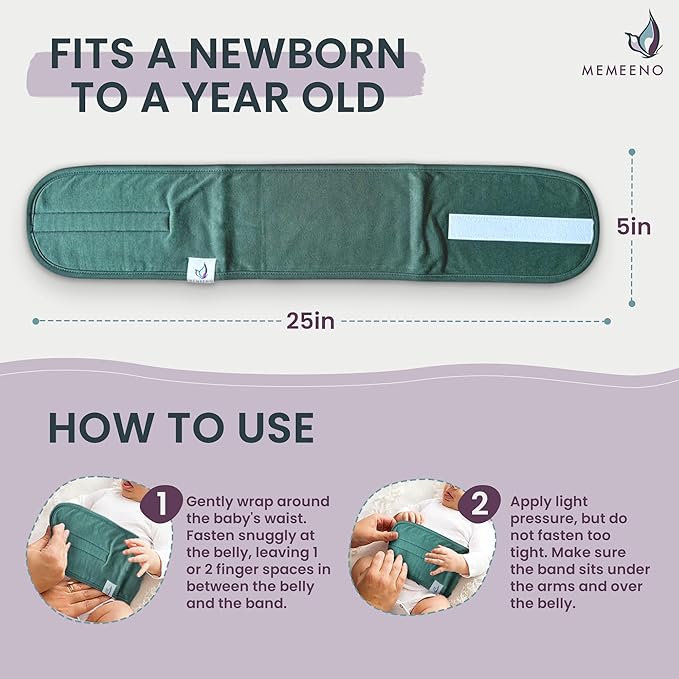 MEMEENO Belly Band for Baby, Heating Pad for Colic, Gas Relief for Infants, Heated Tummy Wrap for Newborns, Forest
