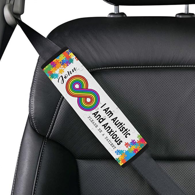 I Am Autistic and Anxious Autism Awareness Seat Belt Covers Autistic Car Seat Belt Covers Medical Alert Personalized Name Special Need Seatbelt Cover 8