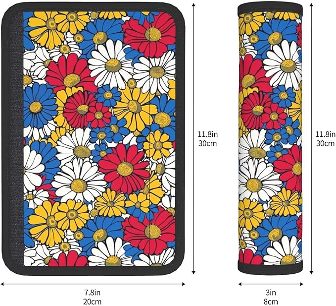 2PCS Car Seat Belt Cover Bohemia Mandala Floral Soft Shoulder Strap Covers Harness Pads Boho Vintage Flowers Safety Seatbelt Hippie Daisy Comfort Driving Cushion for Car, SUV,Truck