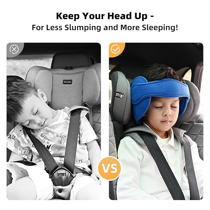 Adjustable Toddler Car Seat Head Support Band, Carseat Straps Cover, Safety Car Seat Neck Relief, Infants and Baby Head Support,Blue