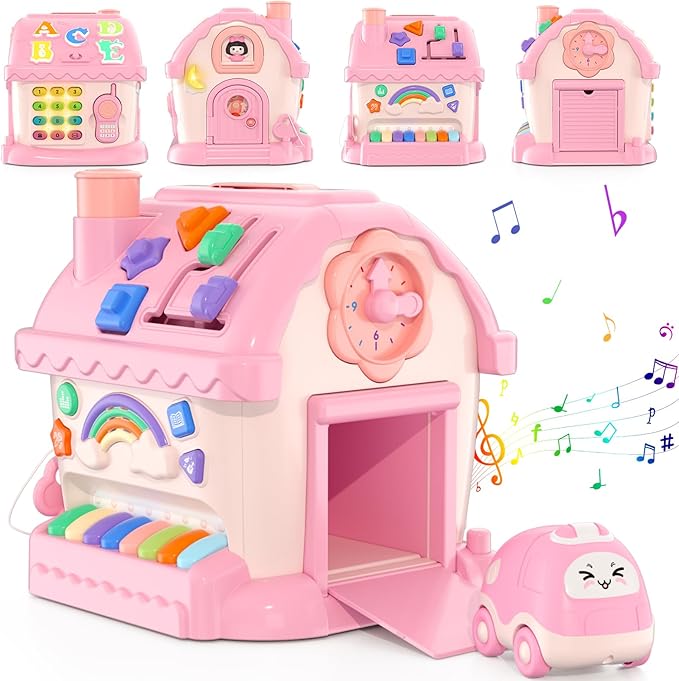 HYES Toys for 1 Year Old Girl Gifts, Musical House Learning Toddler Toys with Story, Letter, Games 1st First Birthday Gifts for Girls 6-12 12-18 Months