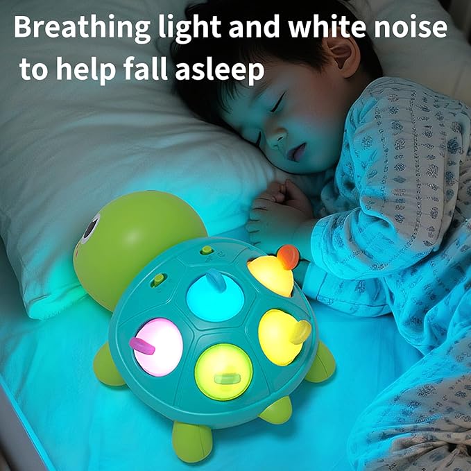 Baby Musical Crawling Toys 6 to 12 Months, Infant Turtle Light Up Toy for Teething Fine Motor Sleep Aid, Baby 7 8 9 10 11 Months 1 Year Old Boy Girl Gift