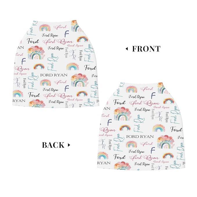 Personalized Car Seat Covers for Babies with Name – Multi-use Breastfeeding Cover Custom Rainbow Carseat Canopy Cover, Infant Stroller Covers for Boys and Girls