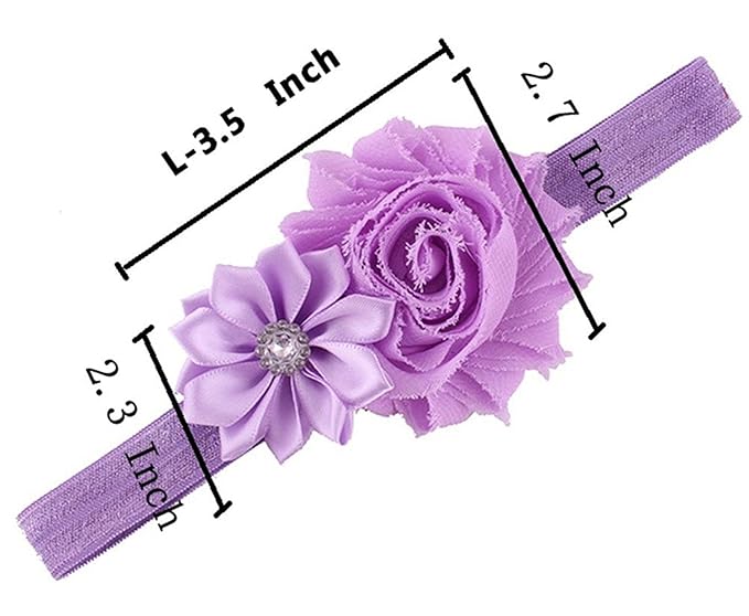 QandSweet Baby Girl Headbands with Polygonal Flower Inlay Rhinestone for Photography (10 Pack)