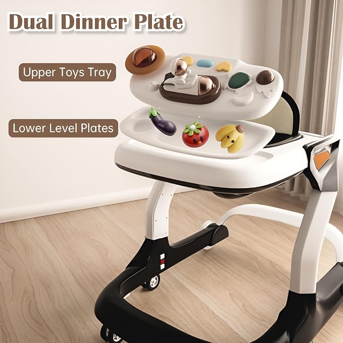 Baby Walker with Wheels Music and Lights with 9 Adjustable Heights Anti-Fall Baby Walker and Bouncer Combo for Boys Girls Babies 6-18 Months
