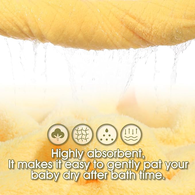 2-Pack Animal Hooded Bath Towels for Babies & Kids 0-6 Years, 50" x 32" Ultra Soft Coral Fleece Baby Towel Set, Super Absorbent, Bath Time Essentials with Cute Animal Ears, Gift Ready