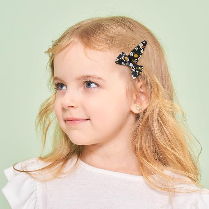 YHXX YLEN 20PCS Baby Hair Bows Clips for Girls, 2inch Floral Print Non Slip Snap Hairpins for Hair Barrettes Hair Accessories for Baby Toddler Girls Kids