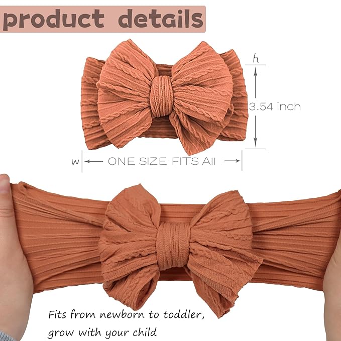 ALinmo 6 Pack Baby Headbands Super Soft Stretchy Nylon Hair Bands Hair Bows Hair Accessories for Baby Girls Newbrons infants Toddlers 02