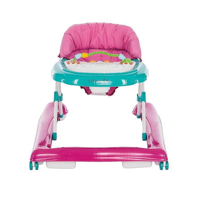 Dream On Me 2-in-1 Ava Baby Walker, Easy Convertible Baby Walker, Walk Behind, Height Adjustable Seat, Added Back Support, Detachable-Toy Slate, Teal Pink