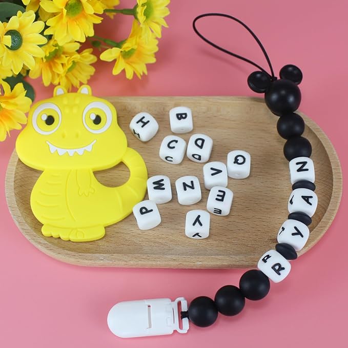 Personalized Pacifier Clip with Name, Pacifier Holder Clips Customized with Name, Paci Clip with Mouse Head Design for Baby