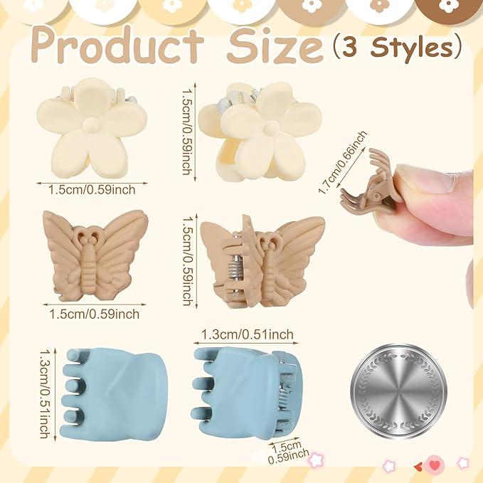 112 Pcs Baby Hair Clips - 3 Styles Mini Flower Butterfly Hair Clips Small Claw Clips for Girls Toddler Hair Accessories with Organizer Box