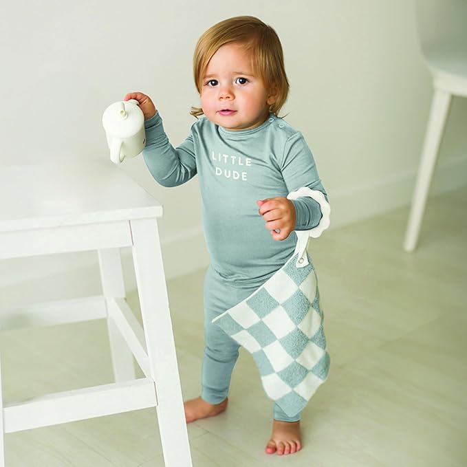 Stephan Baby Plush Blankets - Soft Absorbent Blankie with Paci-Clip for Pacifiers and Teething Toys, 9" Square, Checkerboard