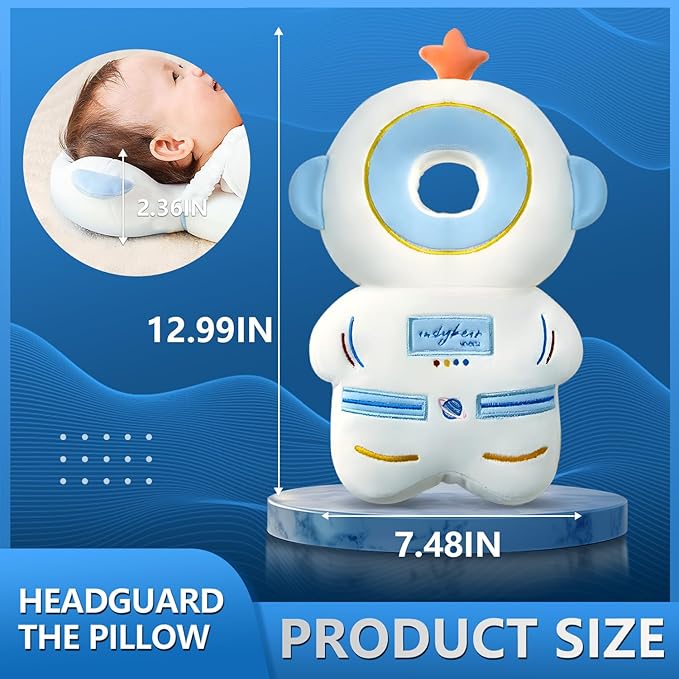 Baby Walker Head Protector Backpack Toddler Adjustable Head Protection Safety Pad for 5-24 Months Learning Walking Crawling Astronaut