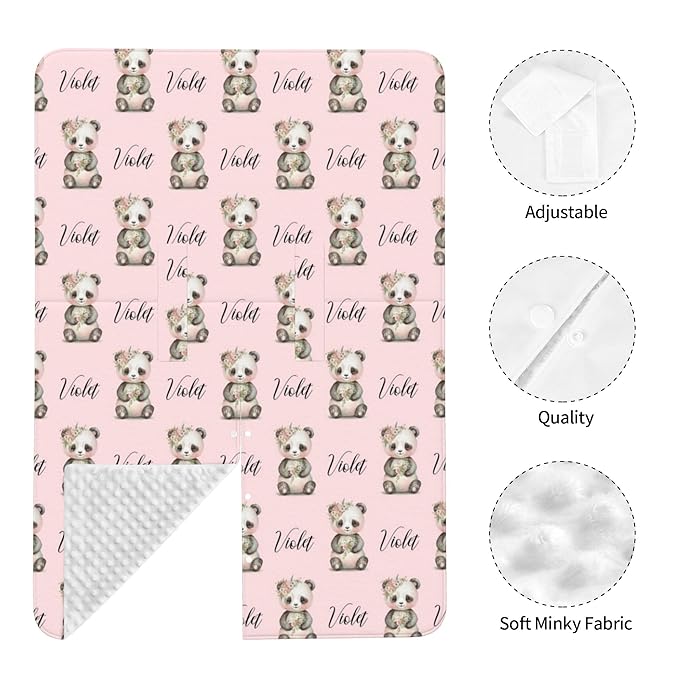 Personalized Baby Car Seat Canopy & Nursing Cover by Panda Minky - Minky Fabric Carrier & Stroller Covers for Newborns