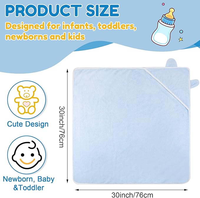 Lounsweer 6 Pieces Baby Bath Towels 30 x 30 Inch Hooded Toddler Towel Bath Blanket Absorbent Coral Fleece Hooded for Toddler Infant Newborn Shower Gift Supplies(Multicolor)