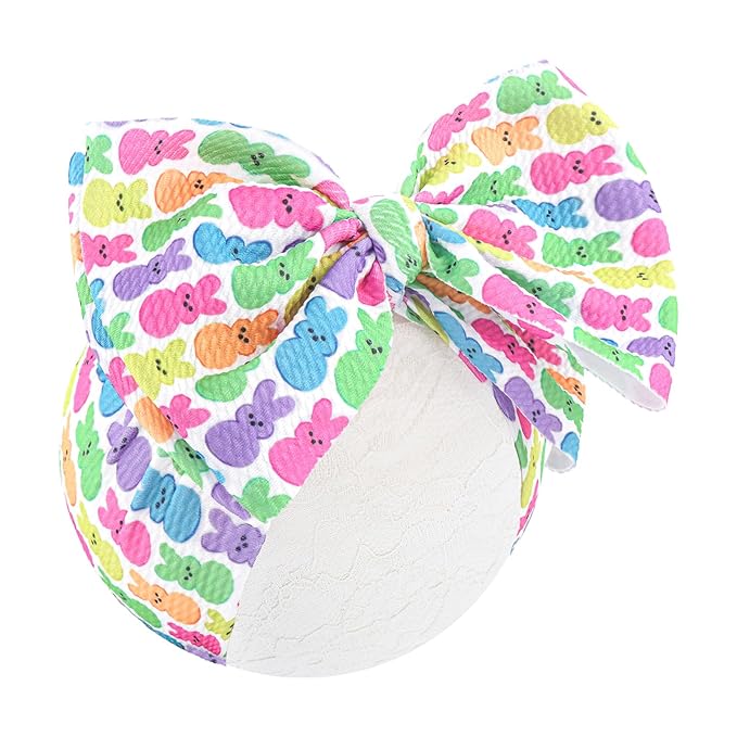 Baby Easter Headband Hair Bows for Girls Bunny Headband 6-12 Months Easter Rabbit Bows for Toddler Girls Hair Accessories Infant Big Bows Hairband