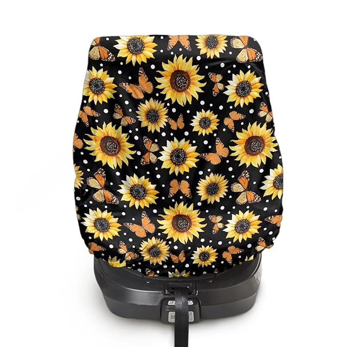 XYZCANDO Sunflower Print Baby Car Seating Sun Shade Cover Elegant Summer Baby Car Seat Cover Breathable Car Seat Sun Cover for Baby Easy to Install Car Seat Covers Gift for Birthday
