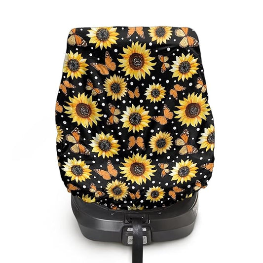 XYZCANDO Sunflower Print Baby Car Seating Sun Shade Cover Elegant Summer Baby Car Seat Cover Breathable Car Seat Sun Cover for Baby Easy to Install Car Seat Covers Gift for Birthday