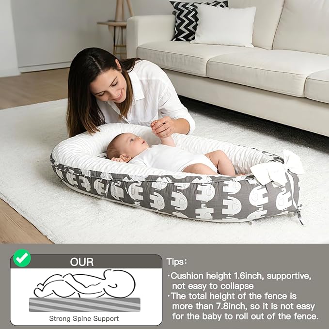 Baby Support Cushion | Organic Cotton Infant Support Cushion| Reversible, Adjustable & Portable Floor Cushion | Soft, Breathable, Washable Cover