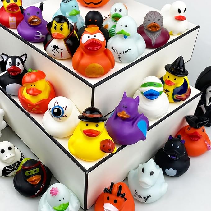 24 Pack Halloween Rubber Ducks Bath Toys for Kids Toddlers Boys Girls Halloween Toys Halloween Party Favors Gifts Halloween Treat Bags