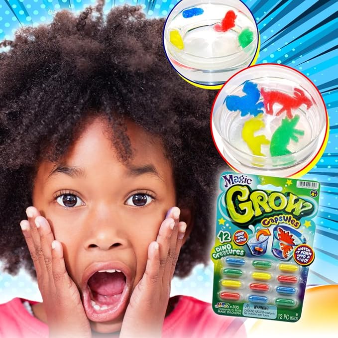 JA-RU Magic Grow Capsules for Kids (12 Pack, 144 Capsules Assorted) Water Growing Toys - Foam Sea Creatures, Dinosaurs, & Farm Animals, Science Party Favors & Classroom Prizes. J-305-12p