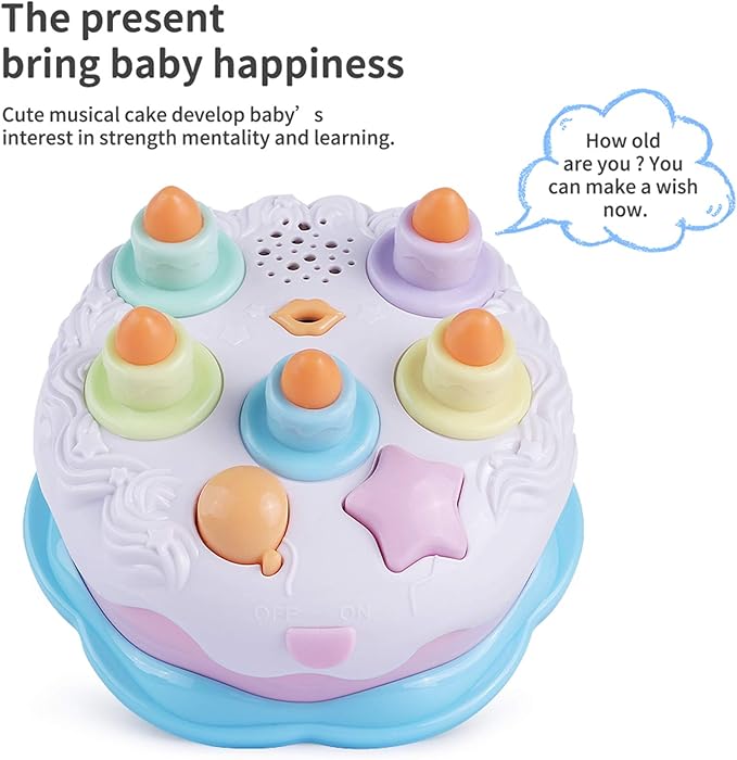 First Birthday Cake Toy - Singing Music Cake Toys with Counting and Blow Candles Toys for 1 2 3 4 Years Old Boys Girls Birthday and Xmas Gift