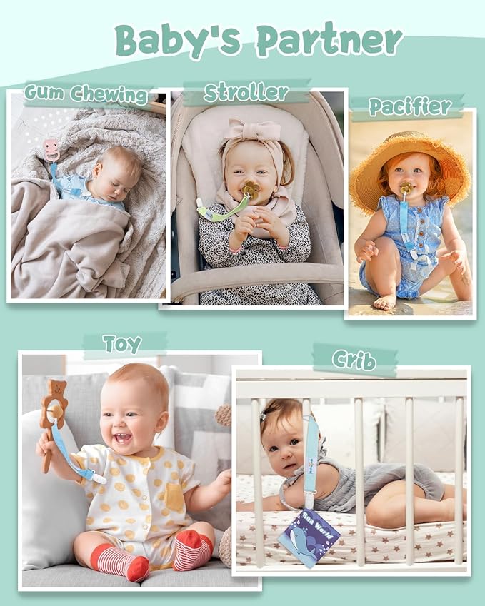 babygoal Baby Pacifier Clips 8 Pack, Pacifier Holder Clip Fits for Most Pacifier and Binkies-Neutral Color