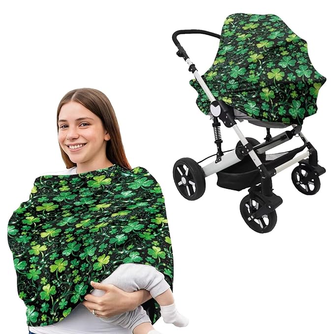 Clover Basket Covers for Baby Fits Most Strollers & Baby Car Seats Lucky Baby Nursing Pillow Cover Babies Shower Gifts for Boys and Girls Saint Patricks Day