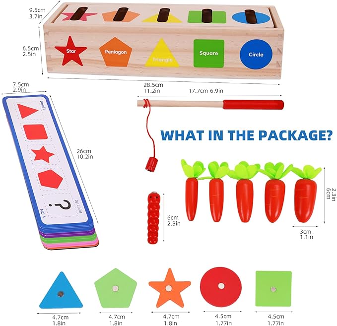 Montessori for Toddlers, Magnetic Color Shape Sorting Matching Box, Early Learning Toys, Wooden Educational Toy, Fine Motor Skills Toys for Boys Girls