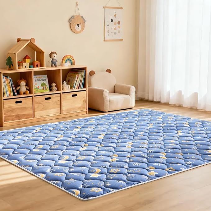 Odorless Premium Foam Baby Play Mat 36" x 36", Soft Microfiber Fabric Crawling Mat for Floor- Comfortable and Hypoallergenic, Non-Slip Cushioned Floor Playpen mat for Infants,Babies,Toddlers