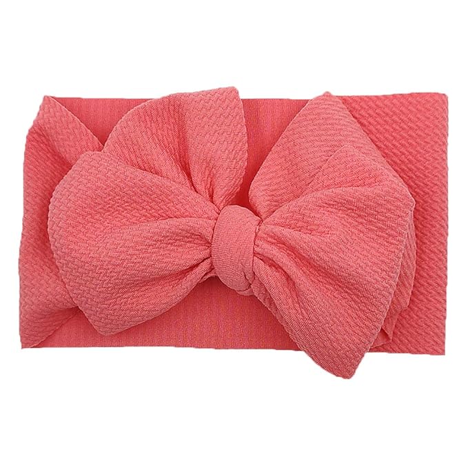 KIDOCHEESE Big Bows Hairbands, Soft Polyester & Nylon Hairband with Large Bows for Baby Girls Newborn Infant Toddlers Kids, 10 Colors in 1 Package