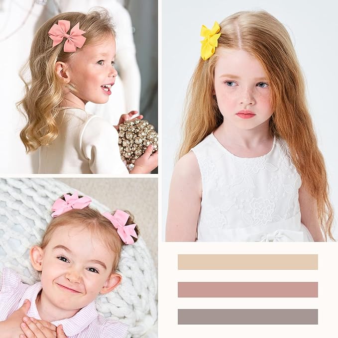 40PCS 3 Inch Hair Bows for Girls Grosgrain Ribbon Toddler Hair Accessories with Alligator Clip Bow for Toddler Girls Baby Kids Teens In Pairs