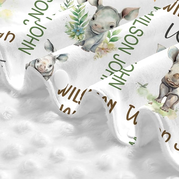 Personalized Winter Car Seat Covers for Babies with Name Rhinoceros Minky Baby Car Seat Cover for Boys Girls Custom Infant Carseat Covers Baby Blanket Nursing Cover Breastfeeding Scarf