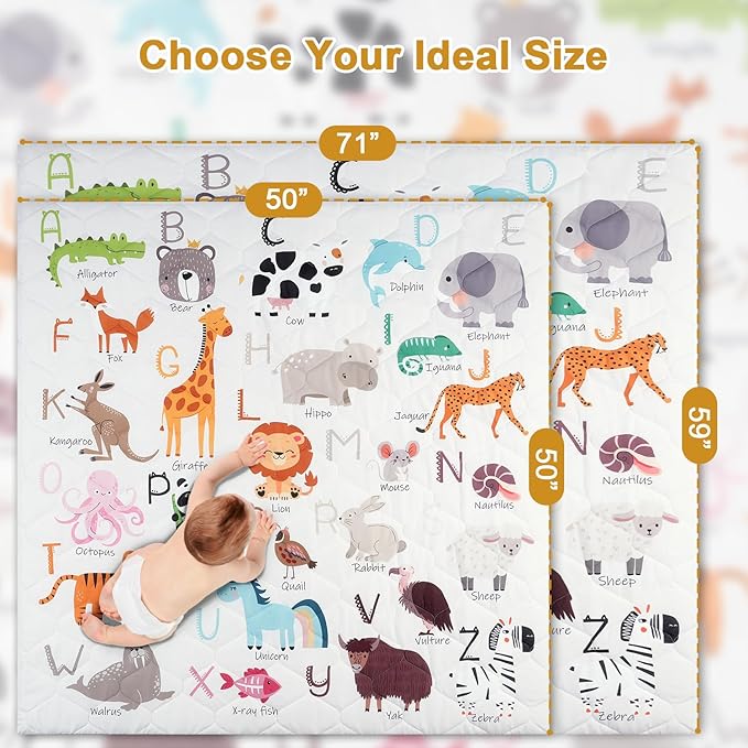 TINYHARBO Premium Foam Baby Play Mat 71" x 59" – Removable & Machine Washable Cover, Extra Thick Padding Playpen Mat, Non-Slip Crawling Mat, Easy to Clean for Infants, Toddlers & Babies