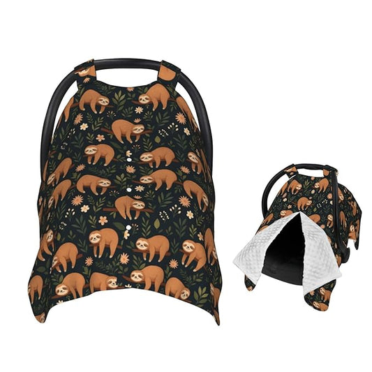 Funny Hanging Sloth Baby Car Seat Canopy Nursing Cover for Newborn Car Seat Breastfeeding Covers Blanket Newborn Shower Gift