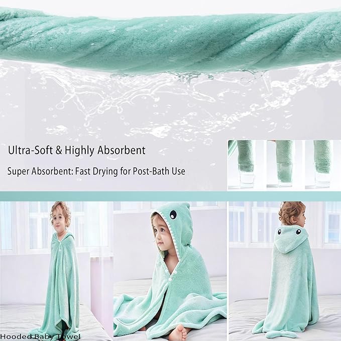 Toddler Baby Bath Towel with Hood 27.5"X55" Ultra Absorbent Soft Cozy Comfort Bathrobe Blanket, 0-6 Years Infant Shower Towel for Girls & Boys(Mist Tree)