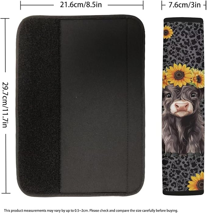 UNICEU Blake Leopard Highland Cow Auto Seat Belt Cover 2 Piece Set Cheetah Car Accessory Anti Slip Automotive Seatbelt Shoulder Pads for Women Men